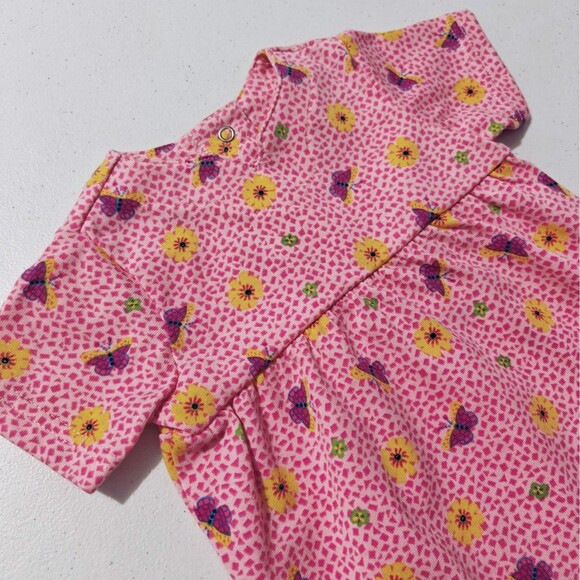 NWT Vintage Baby Bubble Romper Creeper New Girls 6 - 9 M Pink Butterfly Flower - Picture 3 of 11